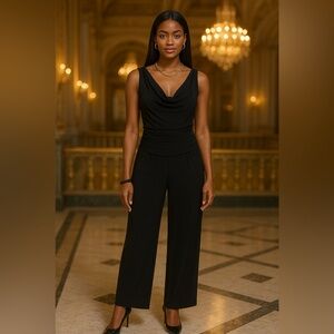 R&M Richards Draped Black Jumpsuit size 12